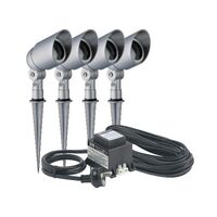 HPM 12V a.c. 10W Halogen Mini Garden Spotlight Aluminium - 4 Pack