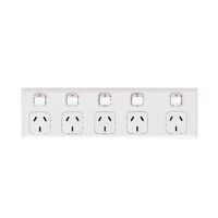 Excel - Horizontal 5 gang powerpoint 10A 240V a.c. white