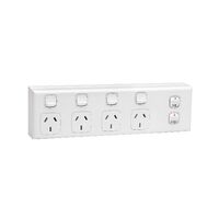 Excel - Horizontal 5 gang powerpoint 10A 240V a.c. with 2 extra switches white
