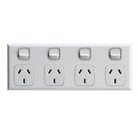Excel - Horizontal 4 gang powerpoint 10A 240V a.c. white