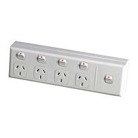 Excel - Horizontal 5 gang powerpoint 10A 240V a.c. with extra switch white