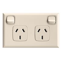 Excel - Horizontal double powerpoint 2 gang 10A 240V a.c. beige