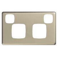 Excel - Double powerpoint with extra switch coverplate - Stone Metal