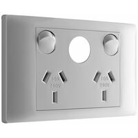 Excel Life - Common plate - Horizontal double powerpoint 2 gang 10A 240V a.c. with extra hole white