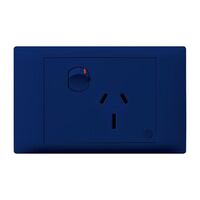 Excel Life - Medical - Common plate - Horizontal single powerpoint - RCD protected engraved - antimicrobial & chemical resistant 1 gang 15A 240V a.c. blue