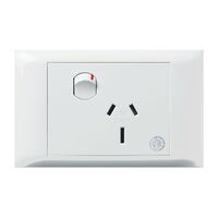 Excel Life - Medical - Common plate - Horizontal single powerpoint - RCD protected engraved - antimicrobial & chemical resistant 1 gang 15A 240V a.c. white