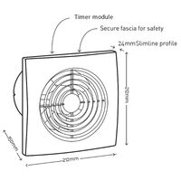 HPM Slimline 150mm Wall Exhaust Fan with Timer White