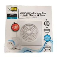 HPM Slimline 150mm Wall Exhaust Fan with Timer White