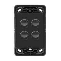 HPM VIVO 10A 4 Gang Vertical Rocker Switch Grid & Mechanism Dark Grey