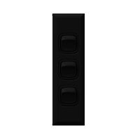 Excel - Architrave rocker switch - Single Pole Double Throw - 3 gang 2 way 10A 240V a.c. black