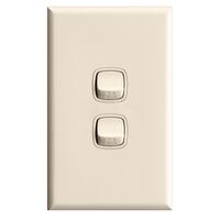 Excel - Vertical rocker switch - Single Pole Double Throw - 2 gang 2 way 10A 240V a.c. gloss cream