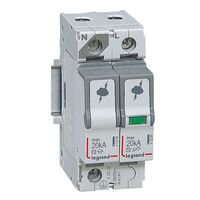 Surge protection device of sub distribution boards T2 - Imax: 20kA/pole Up:2.1kv Uc: 440V a.c. 1P+N without remote status monitoring - 2 module