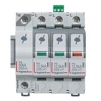 Surge protection device of main distribution boards T1+T2 - Imax: 60kA/pole Up: 1.5kv Uc: 320V a.c. 3P+N with remote status monitoring - 4 module