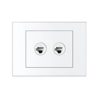 HPM VIVO 2 Gang Cat5e RJ45 Outlet Plate White