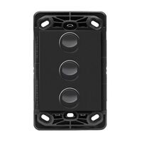 HPM VIVO 10A 3 Gang Vertical Rocker Switch Grid & Mechanism Dark Grey