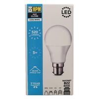 HPM A60 5W 520lm LED Bayonet Globe Cool White