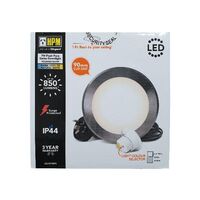 HPM Tri-Colour 7W LED Flush Mounted Dimmable Downlight with Integrated Driver Polished Silver 90mm