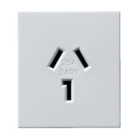 Excel Life - Horizontal single powerpoint mechanism 1 gang 25A 240V a.c. unswitched with L shape earth white