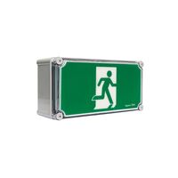 Weatherproof 24m LED Exit sign - single sided running man straight with NiMh battery - DALI
