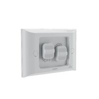 AQUA Life 16A IP66 Weatherproof Shallow Mount 2 Gang Switch Limestone Grey