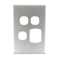 Metal Cover Plate Single Power Point with 2 Extra Switch – VERTICAL