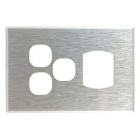 Metal Cover Plate Single Power Point with 2 Extra Switch