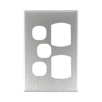 Metal Cover Plate Double Power Point with Extra Switch – VERTICAL