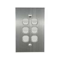 Stainless Steel Light Switch 6 Gang Vertical