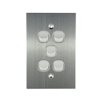 Stainless Steel Light Switch 5 Gang Vertical