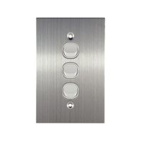 Stainless Steel Light Switch 3 Gang Vertical