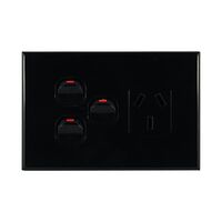 Single Power Point with 2 Extra Switches – BLACK