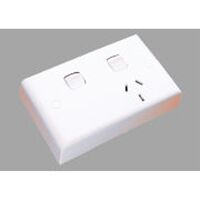 HPM Standard 10A Horizontal Single Power Point with Extra 2P Switch Deep Plate White