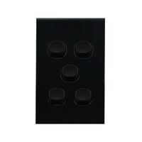Light Switch 5 Gang – VERTICAL BLACK