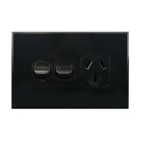 Single Power Point with Extra Switch – BLACK