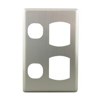 Metal Cover Plate Double Power Point – VERTICAL