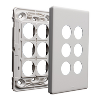 Excel Life EM Series Grid & Plate 6 Gang Gloss White