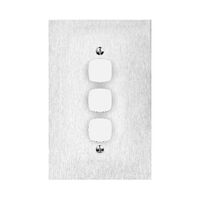 Architectural metal - Grid & stainless steel plate 3 gang white