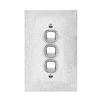 Architectural metal - Vertical rocker switch Single Pole Double Throw - 3 gang 2 way 10A 240V a.c. white stainless steel plate