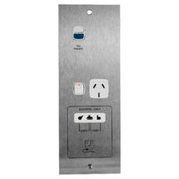 Architectural metal - Vertical single powerpoint with shaver outlet 1 gang 10A 240V a.c. with shaver outlet & RCD white 30mA