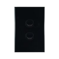 2 Gang Wall Switch Vertical Black GEO