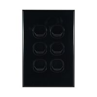 Light Switch 6 Gang – VERTICAL BLACK