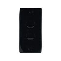 Intermediate Plate Light Switch 2 Gang – 78mm Mounting Centres BLACK