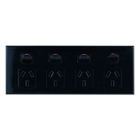 4 Gang Slimline Power Point – BLACK