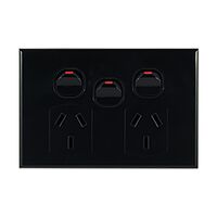 Double Power Point with Extra Switch – BLACK