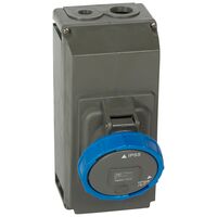 HYPRA - IEC industrial surface mount socket IP66/67 2P+E 240V a.c. 63A grey
