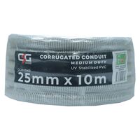 25mm Corrugated Conduit UPVC 10M Roll Grey