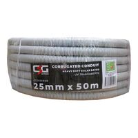 25mm Corrugated Solar Rated Conduit UPVC 50M Roll Grey
