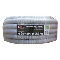 40mm Corrugated Conduit Medium Duty 25M Roll Grey
