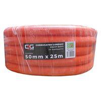 50mm Corrugated Conduit Heavy Duty 25M Roll Orange