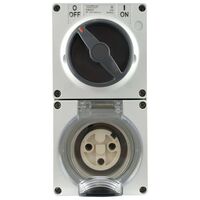 Combination Switched Socket Outlet 3 Pin 32A 250V AC IP66